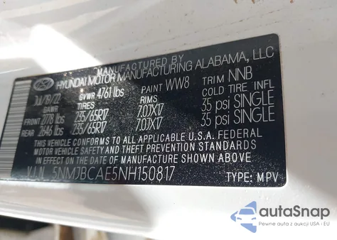 2022 Hyundai Tucson Sel из США, поврежденный, VIN 5NMJBCAE5NH150817